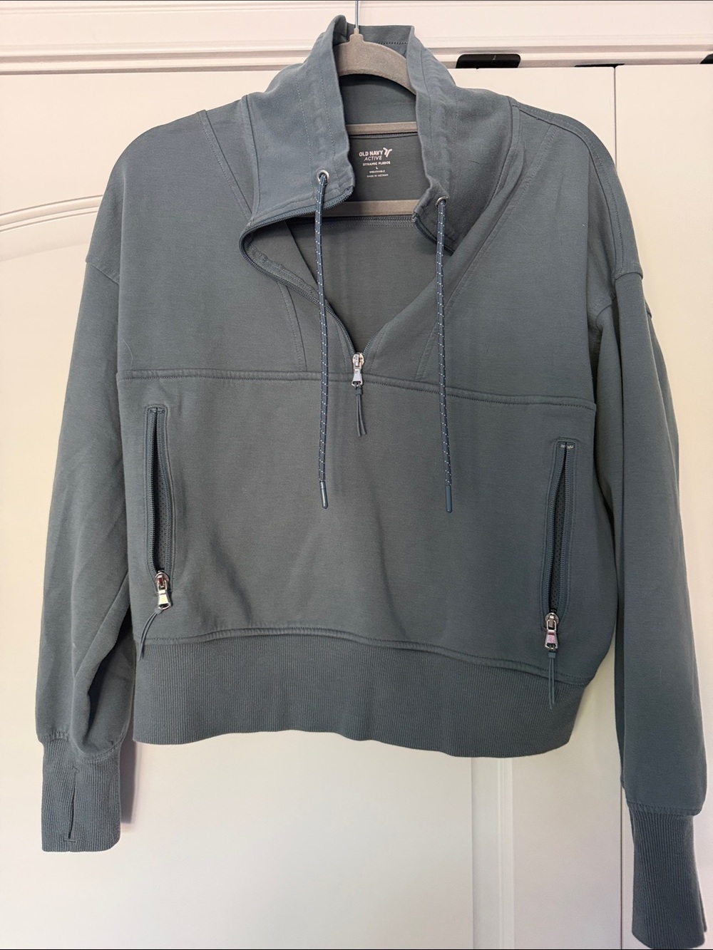 Old Navy Muted Slate Blue Half-Zip Drawstring Pullover